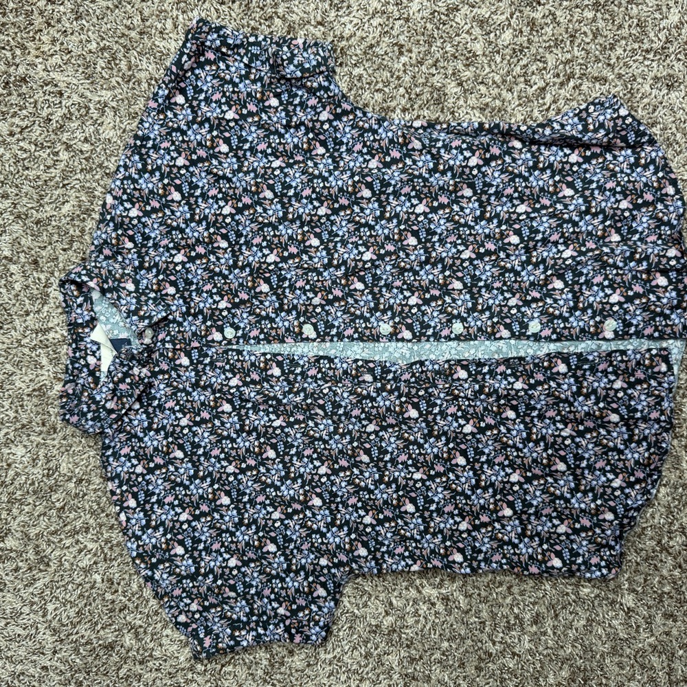 Target Floral Button Down Shirt - Black and Pink